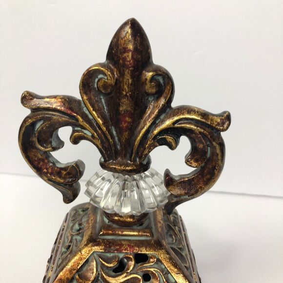 Fleur De Lis Small Trinket Box Clear Acrylic Accent Distressed Lidded - Picture 2 of 4